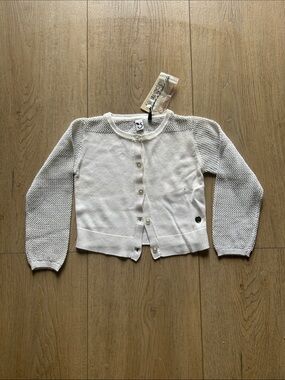 3 Pommes Adorable Cream and silver Button-Up Cardigan Sweater. Size 2/3. NWT